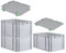 PROREGAL SuperSparSet 3x Eurobox NextGen Grip mit Auflagedeckel & 4 grünen Schiebeschnappverschlüssen, HxBxT 32x40x60cm, 65 L, Grau, Griffe geschlossen, Eurobehälter, Transportbox