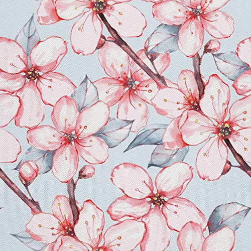 HEKO PANELS Stoff Oxford Wasserdichte Meterware Canvas-Stoff Polyester Stoff Zum Nähen Nähstoffe Möbelstoffe Dekostoffe Handwerken Wasserabweisend Blickdicht Sakura Kirschblüten 1 Meter 155 x 100 cm