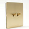 MAXEPO Interruptor de luz de Pared Retro de Estilo Industrial Dorado Mate Interruptor de latón Palanca de Interruptor Mate 86 Tipo 1-4 Gang Panel Cepillado Oculto de 2 vías Control Dual Toma de Hotel
