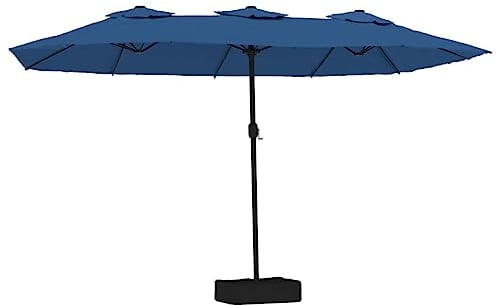 vidaXL Parasol de Jardin à Double Tête, Pare-soleil de Patio, Abri de Soleil, Parasol de Plage Terrasse Extérieur, Bleu Azuré 449x265 cm