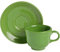 Fiesta Homer Laughlin Tasse und Untertasse, Kleeblatt, Grün