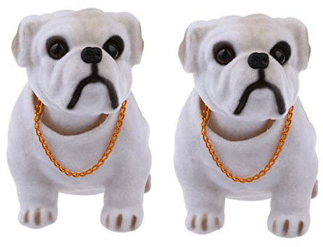 VENOAL 2 x -hellgrauer Wackelkopf Bulldogge Hundedekoration für Auto