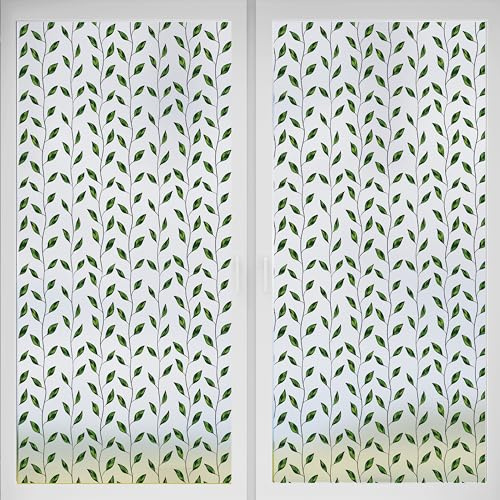 WALPLUS Vibrant And Verdant Vines Window Privacy Film, Static Cling Vinyl Glass Covering for Bathroom Office Home Decor