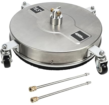 Lavadora a Presión, Limpiador de Superficies, Presión de Suelo, 1/4 Pulgadas, Enchufe Rápido, 4 Ruedas, Lavadora Eléctrica para Suelo con 2 Varillas de Extensión