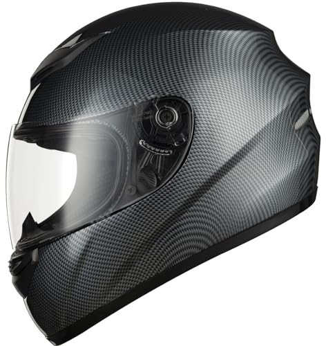 Favoto Motorradhelm Integralhelme für Erwachsene Vollvisierhelm Mopedhelm für Herren Damen Atmungsaktiv ECE Zertifiziert S (55-56cm) Kohlefaser