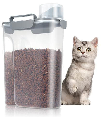 TBMax 5L Cat Food Storage Container with Lid, Portable Pet Food Container with Large Spout & Measuring Cup, Airtight Pet Food Storage Container for Dogs, Birds, Indoor, Outdoor