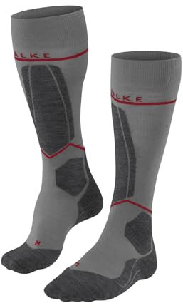 FALKE Herren Skisocken SK4 Energizing Light M Kh Wolle Funktionsmaterial mit Kompression 1 Paar, Grau Light Grey 3400, 44-45