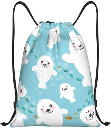 EgoMed Rucksack mit Kordelzug,String Bag Sport Gym Bag Travel Casual Daypack Kordelzug Sackpack,Niedliche lustige Robben