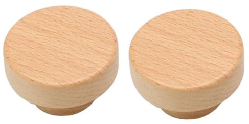HDJNal 2 pomos de armario sin terminar de forma redonda de 40 mm, tiradores clásicos de madera natural, manijas decorativas antiguas para muebles, cocina, aparador, armario, puerta, oficina