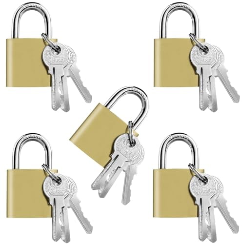 Gentpovth 5 Piezas 32mm Candado de seguridad,Candado de Acero Antioxidable Resistente a la Intemperie, con Cuerpo de cerradura grueso, para exterior e interior,armarios,maletas,Puertas y Ventanas