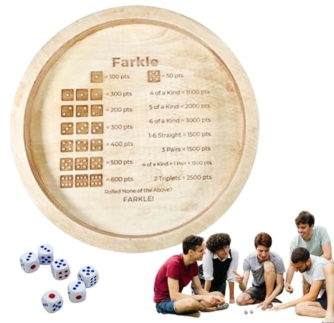 Bandeja de dados para juegos de mesa - Bandeja de dados redonda portátil, bandejas de dados Farkle, soporte para dados redondos | Bandeja rodante de dados de madera fácil de leer con 6 dados, organiza