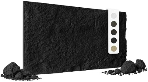 HEXIM Steinoptik Felsen Platten 1 Stück 120x60cm PU Wandverkleidung 0,73 m² 3D Paneele Bruchstein Stone Dekor Wandpaneele Wanddeko Steinplatte Wohnzimmer Innenwand schwarz (A002-06 Dark Black)