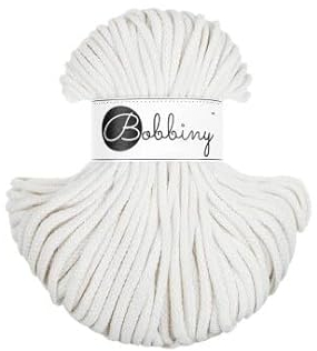 Premium Baumwoll-Flechtschnur - 5mm x 50m - Vielseitige Makramee-Kordel für Stricken, Weben, DIY-Basteln und Heimdekoration - Hochwertige Bunte Bastelschnur Flechtkordel - Off White