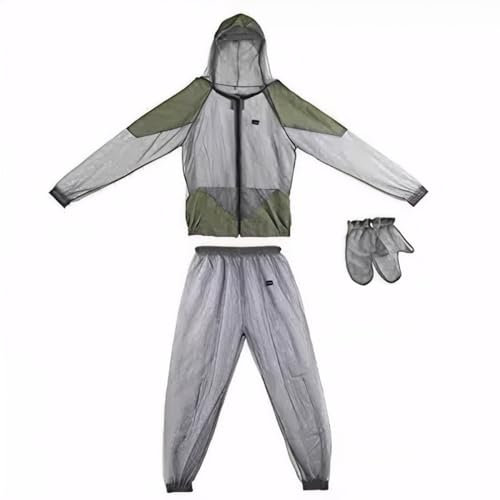 Anti -Moskito -Kleidung 1 Set Mückenanzug durchscheinend Anti -Mückenkleidung mit Reißverschluss - Jackehaube & Hosen & Handschuhe Mesh Clothing zum Schutz der Jagdfischer Männer Frauen xl xl xl