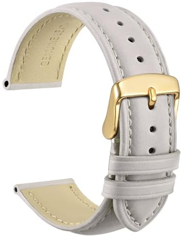 WOCCI 18mm Vintage Leder Uhrenarmband für Herren und Damen, Schließe Gold (Elfenbein)