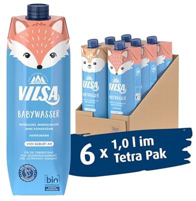 VILSA Babywasser Naturelle Bio, 6 x 1,00 l Tetra Pak