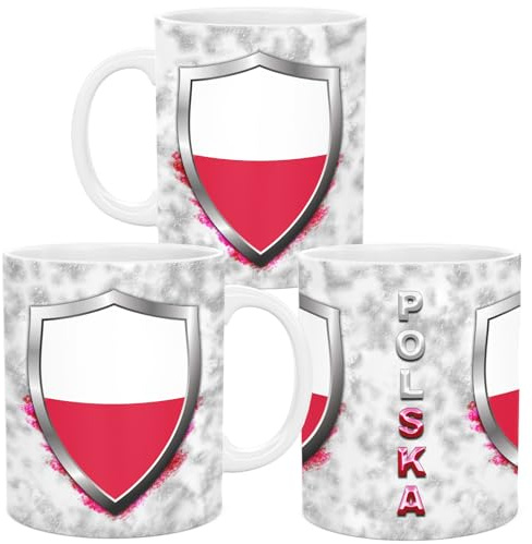 lepni.me Polen 11 oz. Fußballtasse mit polnisch Flagge Abzeichen | Keramik-Sport-Spieltasse für Kaffee und Tee | Geburtstagsgeschenk für Fans, Männer und Frauen