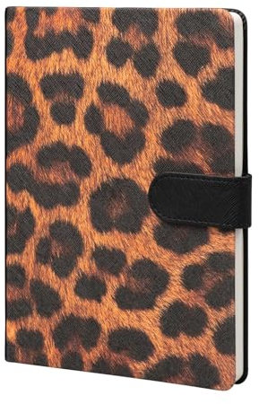 Kokonote Bullet Journal Notizbuch Luxe Leopard Stoff Hardcover Notizbuch Notizblock Notizbuch - Reisetagebuch zum selberschreiben - Bullet Journal Dotted Tagebuch