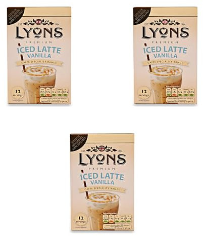 Premium Instant Coffee Sachets Individually Wrapped Gluten-Free Vegetarian Coffee Bag with Mug (3X 12Sachets, Iced Latte Vanilla)