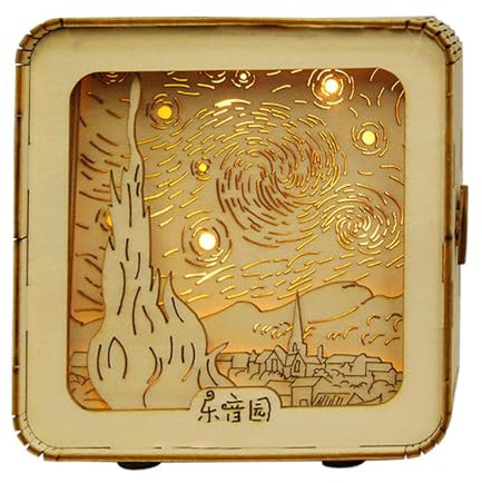 Jigsaw Puzzles Night Light, Wooden Puzzle Bedside Lamp Desk Decor, Handmade Carving Table Lamp Night Light, Wooden Model Kits Nightlight For Adults And Teens To Build