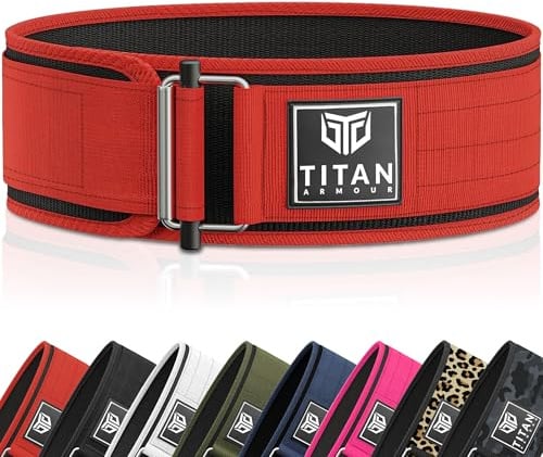 Titan Armour® Hochwertiger selbstsichernder Gewichthebergürtel, Fitnessgürtel: Crossfit, Powerlifting, Kreuzheben, olympisches Heben, Kniebeugen, funktionaler Gewichthebergürtel, Herren und Damen,