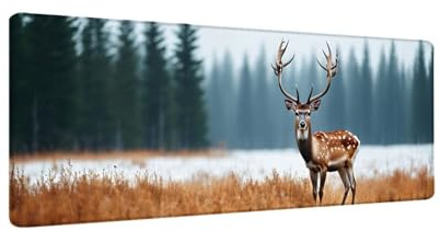 Schreibtischunterlage 70x40 cm XXL Mauspad Hirsch Tier Mousepad mit Genähten Kanten, Wasserfest Mouse Pad mit rutschfeste Unterseite, Desk Zubehör für Büro Zimmer Deko, Geschenke für Männer W-793