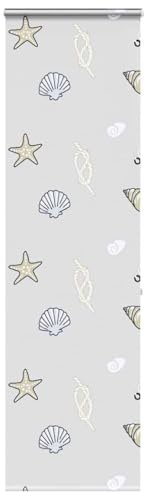 Homgoday Duschrollo mit Kassette Duschvorhang Badrollo Duschrollo für Badewanne Duschrollo für Dusche und kleine Bäder mit Kassette 60x240 cm Stoffbreite 56 cm Muster de Seestern