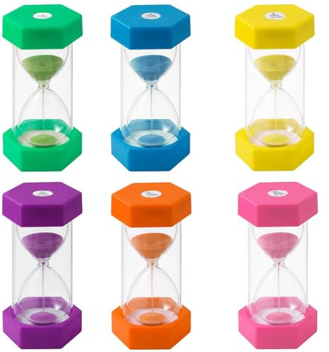 6 Pièces Ensemble Sabliers Coloré,6 Couleurs Kit Sablier Enfant, 1 3 5 10 15 30 Minutes Minuterie, Horloge Sable, Hourglass, Minuteur pour Cuisine, Bureau, Dents Brossage, Jeux, Exercice, Etude, École
