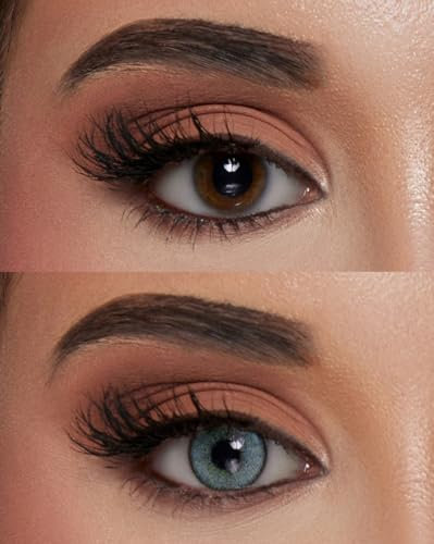Eve Lenses Jahreslinsen Farbige Kontaktlinsen stark Deckend und Natülich I Augenfarbe, für dunkle und helle, Augen geeignet (Sky Blue, 14,2, 0.0)
