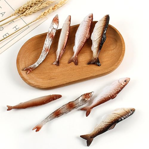 XCSJ 8 Pcs Faux Poisson Ornement, Petite Taille, Simulation Poisson, Nourriture Artificielle Réaliste, Artificiel Aliments Modèle Décoration pour Restaurant, Magasins, Cuisine, Party (Marron, Petite)