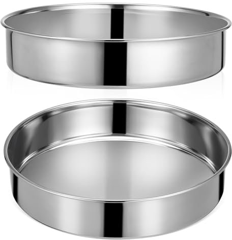HOLIDYOYO 2pezzi Teglia Per Torta in Acciaio Tortiera Rotonda Piatto Teglia Per Cottura Vapore Piatto Da Portata Per Dolci e Utensili Da Forno Durevoli