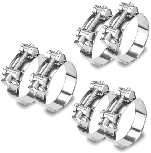 Abrazaderas de Manguera, 6 Abrazaderas de Perno de Unión de Acero Inoxidable de 40-43 mm para Tubo de Escape, Abrazadera de Escape, de Bisagra, Abrazaderas de Escape
