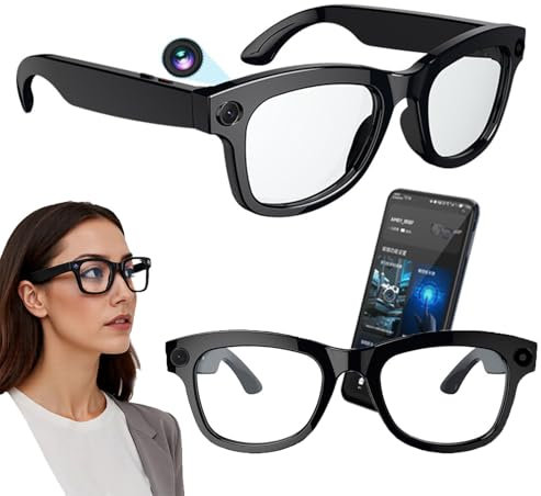 Smart Al Camera Glasses, Built-in ChatGPT, Voice Control, Listen Music and Calls, Wifi 4.0 + Bluetooth 5.3, Shoot Audio Video Recordings Smart Bluetooth Translator Sunglasses, for Outdoor Sport,A