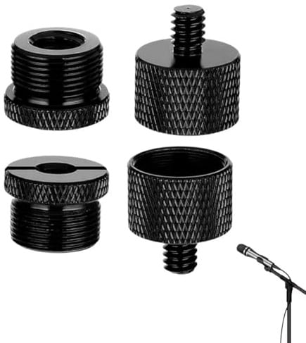 4 Pieces Mic Stand Adapter, 5/8 Female to 3/8 Male 3/8 Female to 5/8 Male 5/8 Female to 1/4 Male 1/4 Female to 5/8 Male Screw Thread for Microphone Stand Mount to Camera Tripod
