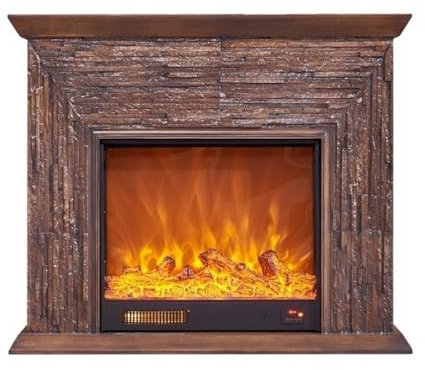 Lizhuzhuzs28 Decorativo Camino Elettrico da 47,2/59,0 con mensola in Rovere, caminetti Decorativi retrò indipendenti con Telecomando Effetto Fiamme Camino(Piccolo)