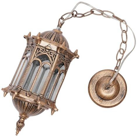 LOIRIIC Antik Hängeleuchte asserdichte Außenleuchte Vintage Lampenschirm aus Glas Dekor Pendelleuchte für Terrasse Garten，Hof, Balkon, Villa.Antike Bronze 15.5 * 29cm (Ohne Glühbirne)