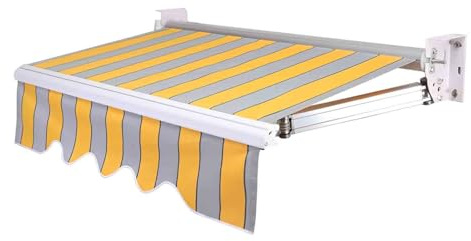 Genérico Tela de Repuesto para toldo de Rayas Amarillas, Lona de poliéster para Exteriores, para terraza, jardín y Ventana(240x200cm)