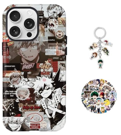 XINGYAOWYA Hülle für iPhone 13 Pro My Hero Anime Spiel [Mit Schlüsselbund und Aufklebern] Cartoons Stoßfest Hartschalenhülle Silikon Case Academia Handyhülle für iPhone 13 Pro - Hülle 10