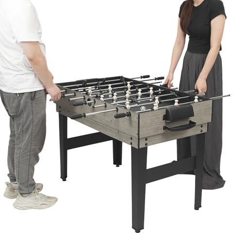 Fyssnn 10 in 1 Multifunktionstisch | Spieltisch für Kinder & Erwachsene inkl. Tischkicker, Billardtisch, Tischtennisplatte, Air Hockey, Schach, Bowling, Shuffleboard, 122x60x80 cm (Grau)