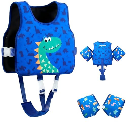 Gogokids Kinder-Schwimmweste mit Abnehmbaren Schwimmflügeln & 8 Auftriebselementen, Einstellbare Schwimmhilfe für Kinder von 2-6 Ja (15-30 kg), Kleinkinder Schwimmflügel für Pool & Schwimmunterricht