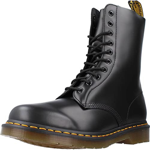Dr. Martens, 1490 10-Eye Leather Boot for Men and Women, Black Smooth, 11 US Women/10 US Men