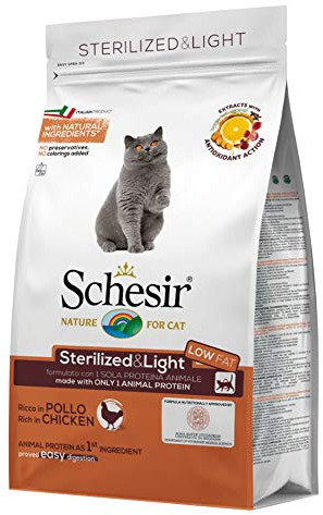 Schesir Cat Sterilized Huhn, Katzenfutter trocken für sterilisierte Katzen, Trockenfutter im Beutel, 1er Pack (1 x 400 g)