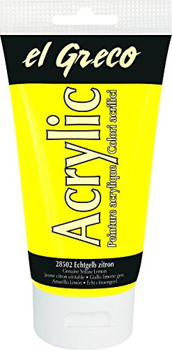 KREUL 28502 - El Greco Acrylic, 150 ml Tube in zitron, hochpigmentierte, glänzende Acrylfarbe in Studienqualität, buttrig vermalbar, für pastose Malerei