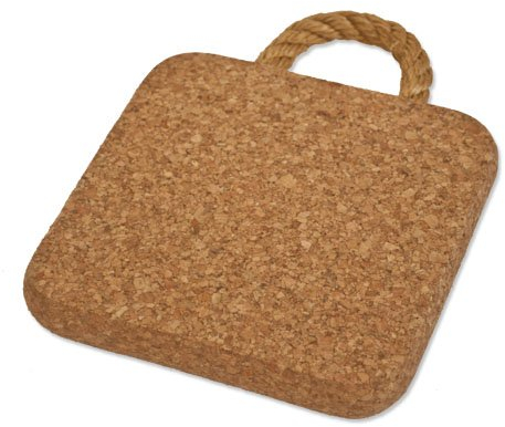 Cleverbrand Topfuntersetzer aus Kork, hitzebeständig, quadratisch, ca. 15 x 15 cm, 2cm stark, mit Seilgriff, Perfekt für kleine Töpfe oder Pfannen – Made in Portugal