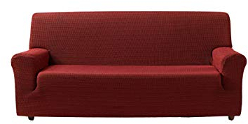 Zebra Textil Estoralis | Vega Sofabezug im modernen Design | Elastischer Jacquardstoff | Rot | Für 4-Sitzer-Sofa von 220 bis 260 cm. | Sofaschutz | Anpassbar an alle Arten von Sesseln