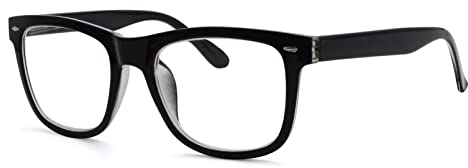 Eyekepper Damen und Herren lesebrillen mit Große Quadratische Gläsern und Federscharniere in Schwarz +2.00