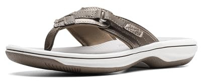 Clarks Women's 26125509 Flip-Flop, Pewter Synthetic, 3.5 UK