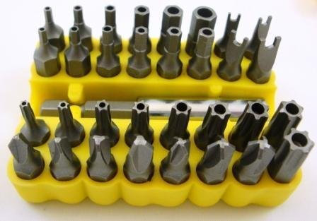 33 Piece Security Screwdriver Bit Set with Holder (Star/hex/Spanner/triwing/torq bits)