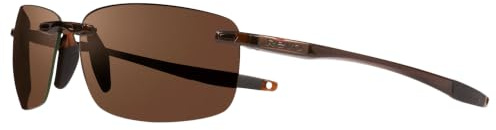 Revo Sunglasses Descend N: Polarized Serilium+ Lens with Rimless Rectangle Frame, Crystal Brown Frame with Terra Lens