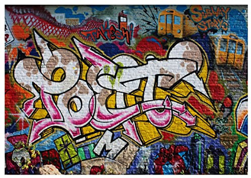 wandmotiv24 Fototapete Graffiti streetart Poet, XL 350 x 245 cm - 7 Teile, Wanddeko, Wandbild, Wandtapete, Steinmauer, Steinoptik M0007